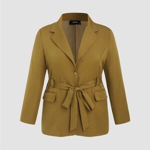 COLLAR SOLID BELTED BLAZER CURVE ginger Size 0XL (12/14)